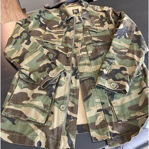 Camo cinch waist utility jacket